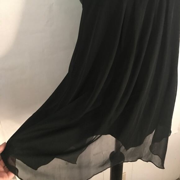 X). Sweet Storm Asymmetrical Turquoise Teal Blue Black Dress size Small - Picture 7 of 7